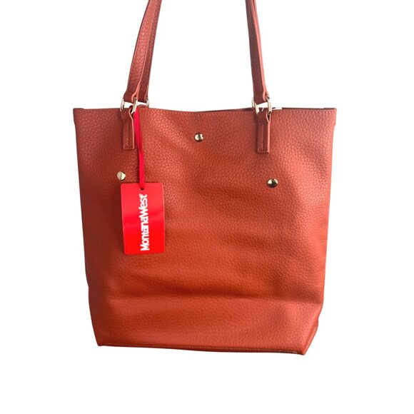 Montana West Textured Faux Leather Tote Bag With Detachable Pouch & Gold Accents - Picture 3 of 12